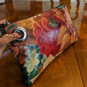 Floral leather wristlet/clutch from Argentina